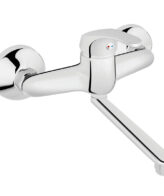 Baterie lavoar Ferro Basic BBC3 din alama cromata cu pipa rotativa si montaj pe perete