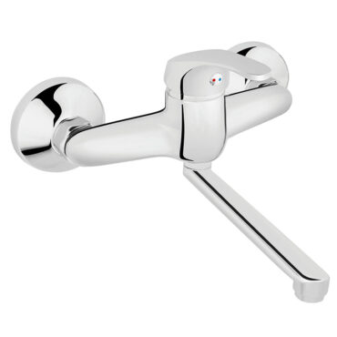 Baterie lavoar Ferro Basic BBC3 din alama cromata cu pipa rotativa si montaj pe perete