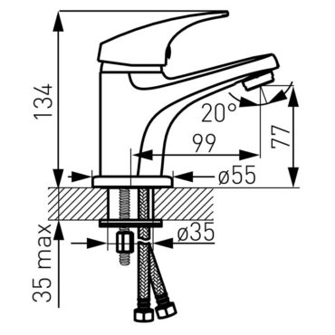 Baterie lavoar Ferro Combo BCM2 cu ventil click-clack inclus