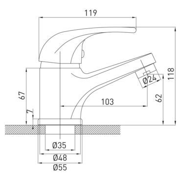 Baterie lavoar cromata Ferro Vasto BVA2, alama, 118 mm inaltime