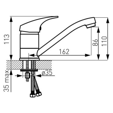 Baterie lavoar cu pipa rotativa Ferro Combo BCM2A, alama cromata