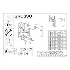 Birou HM Grosso stejar auriu - alb, PAL melaminat, depozitari