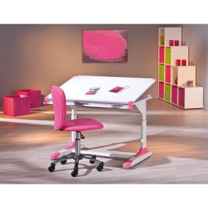 Birou copii reglabil HM Collorido, metal si MDF, accesorii diferite culori, 100X66x69-84 cm