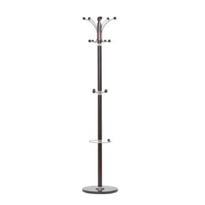 Cuier pom HM W13 din lemn nuanta wenge si metal, baza ceramica 38 cm diametru, inaltime 179 cm, 15 agatatori
