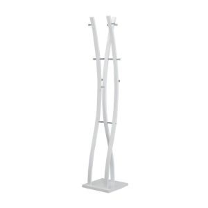 Cuier alb din metal HM W50 cu baza 35x35 cm, inaltime 179 cm, 9 agatatori