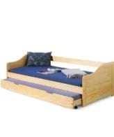 Pat pentru copii cu sertar HM Laura 209x96x65 cm, lemn din pin cu finisaj natur