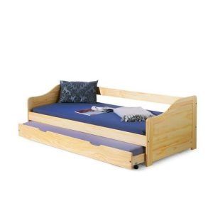 Pat pentru copii cu sertar HM Laura 209x96x65 cm, lemn din pin cu finisaj natur