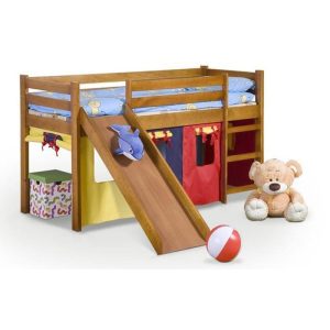 Pat pentru copii cu tobogan HM Neo Plus 190x89x115 cm, saltea inclusa