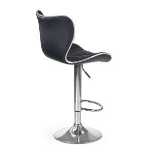 Scaun bar negru HM H69 din metal cromat si piele ecologica, inaltime reglabila 61-81 cm, max 90 kg