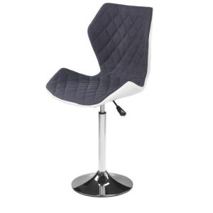 Scaun bar alb-gri HM Matrix 2 cu baza din metal cromat si inaltime reglabila 57-79 cm, max 100 kg