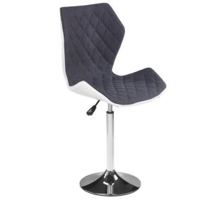 Scaun bar alb-gri HM Matrix 2 cu baza din metal cromat si inaltime reglabila 57-79 cm, max 100 kg