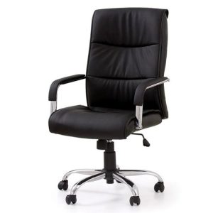 Scaun directorial HM Hamilton negru, baza din metal cromat, piele ecologica, max 150 kg