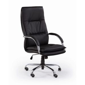 Scaun directorial HM Stanley negru, baza metal cromat, tapiterie piele ecologica, max.102 kg