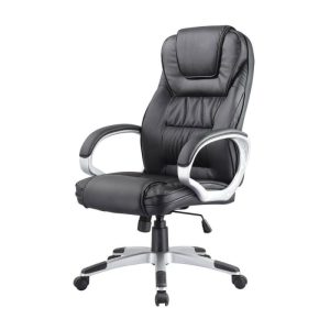 Scaun directorial SL Q031 negru, baza polipropilena, tapiterie piele ecologica, max.100 kg