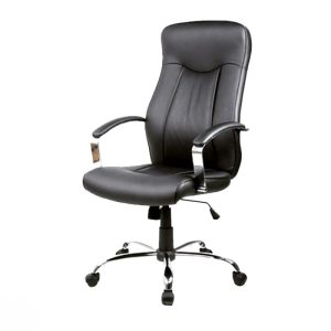 Scaun directorial SL Q052 negru, baza metal cromat, piele ecologica, max 100 kg