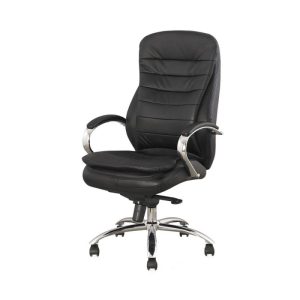 Scaun directorial SL Q154 negru, baza metal cromat, tapiterie piele ecologica, max 100 kg