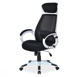 Scaun directorial mesh SL Q409 alb - negru, baza polipropilena, max 100 kg