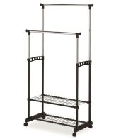 Stender haine dublu SL Nova II Bis din metal cromat si vopsit, cu 2 suporturi de pantofi, 83x43x168 cm