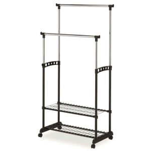 Stender haine dublu SL Nova II Bis din metal cromat si vopsit, cu 2 suporturi de pantofi, 83x43x168 cm