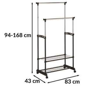 Stender haine dublu SL Nova II Bis din metal cromat si vopsit, cu 2 suporturi de pantofi, 83x43x168 cm