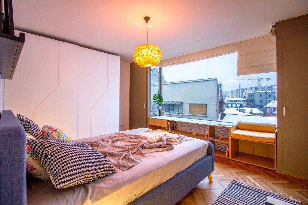 dormitor apartament in stil scandinav