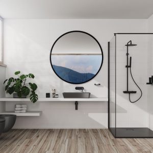 Coloana de dus Deante Arnika NAC_N1QK cu finisaj negru, inaltime ajustabila, 5 ani garantie
