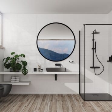 Coloana de dus Deante Arnika NAC_N1QK cu finisaj negru, inaltime ajustabila, 5 ani garantie