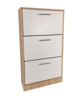Pantofar GN 3 compartimente si usi rabatabile, nuanta stejar si usi albe, 63x24x117 cm