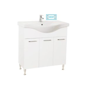 Set lavoar baie cu masca GN1531 80x45x81 cm alb, 3 usi, pe pardoseala