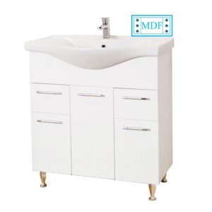 Set lavoar cu masca GN1531 75x45x81 cm alb, 3 usi si 2 sertare, pe pardoseala