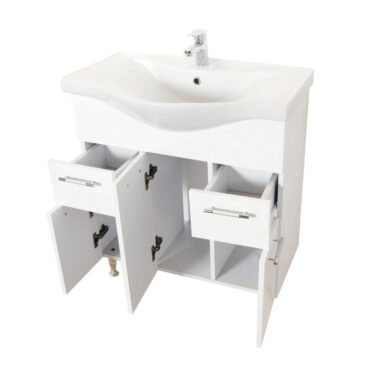 Set lavoar cu masca GN1531 75x45x81 cm alb, 3 usi si 2 sertare, pe pardoseala