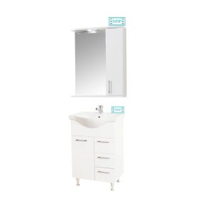 Set lavoar cu masca GN1531 si oglinda baie cu dulapior GN0201, 55 cm latime