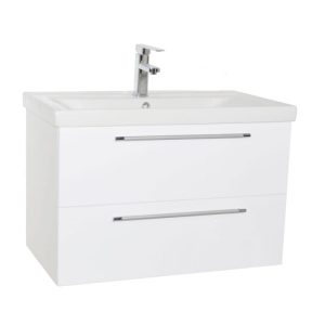 Set mobilier baie masca lavoar suspendata GN0541 si Oglinda Celine latime 80 cm