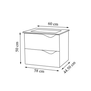 Set mobilier baie masca si lavoar GN0971 si oglinda GN5011 lungime 60 cm
