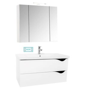 Set mobilier baie suspendat lavoar cu masca GN0971 si Oglinda Celine latime 80 cm