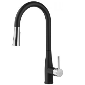 Baterie bucatarie cu cap de dus extensibil Deante Lucrecja BDH_B720 negru, 7 ani garantie