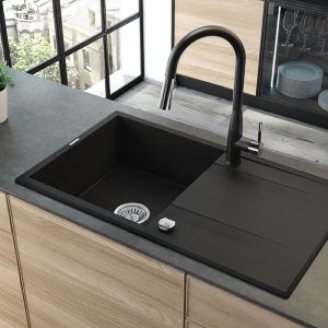 Baterie bucatarie cu cap de dus extensibil Deante Lucrecja BDH_B720 negru, 7 ani garantie 1