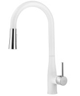 Baterie bucatarie cu cap de dus extensibil Deante Lukrecja BDH W720 alb