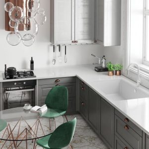 Baterie bucatarie cu cap de dus extensibil Deante Lukrecja BDH W720 alb