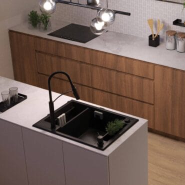 Baterie bucatarie cu dus extractibil Deante Gerbera BGB_N72M finisaj negru