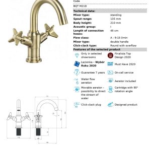 Baterie lavoar bronz Deante Temisto BQT_M21D