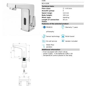 Baterie lavoar cu senzor si controlul temperaturii alimentare baterii Deante BCH_029R