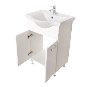 Set lavoar si masca GN1531 60x40x81 cm alb, 2 usi, montaj pe pardoseala