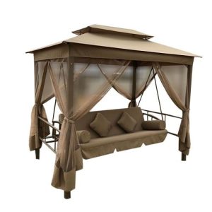 Balansoar gradina extensibil cu 3 locuri, 257X174X235 cm, cadru otel tesatura hidrofoba si protectie insecte