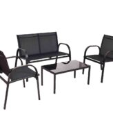 Set mobilier gradina 4 piese format din masuta, canapea 2 locuri si 2 scaune