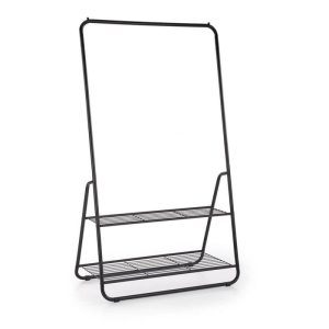 Stender haine cu 2 suporturi pantofi HM WU29 din metal vopsit negru, 93x57x166 cm