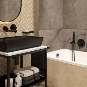 Baterie cu pipa rabatabila pentru cada sau lavoar finisaj negru Deante Cascada NAC_N87K