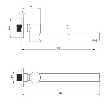 Baterie cu pipa rabatabila pentru cada sau lavoar finisaj negru Deante Cascada NAC_N87K