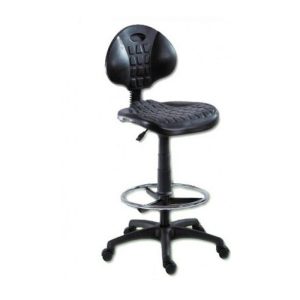 Scaun laborator rotativ negru 1290 EXT cu spatar si suport picioare