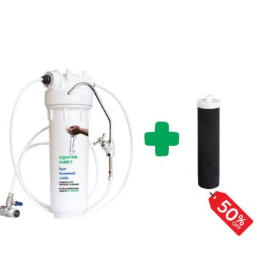 Pachet promo filtru de apa Aquator Family 4000-6000 l cu baterie proprie + cartus filtrant de rezerva